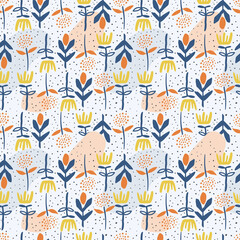 Seamless hand drawn flowers patterns