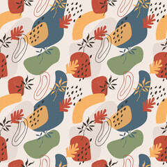 seamless pattern and abstract composition, doodle shapes, trendy design
