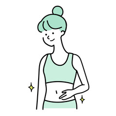 お腹を気にする女性のイラスト