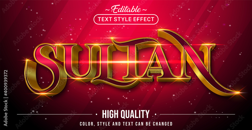 Aufkleber Editable text style effect - Sultan with Gold and Red text style theme.