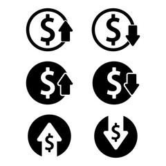 cost reductions icon, decrease icon, increase icon vector symbol