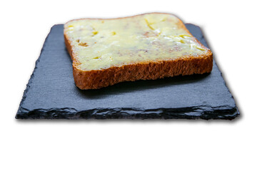 a delicious fresh bread with herb cream for the breakfast