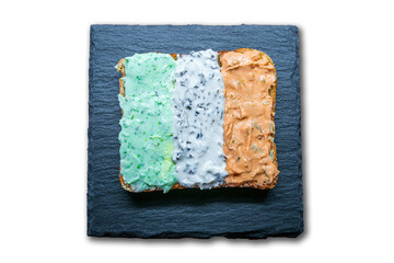 a delicious fresh bread with herb cream for the breakfast