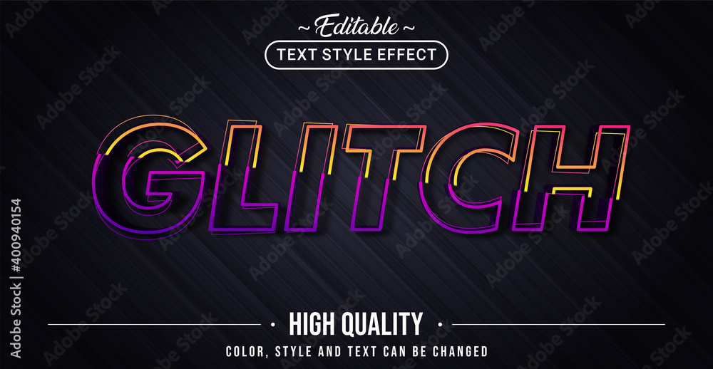 Poster Editable text style effect - Lines Glitch text style theme.