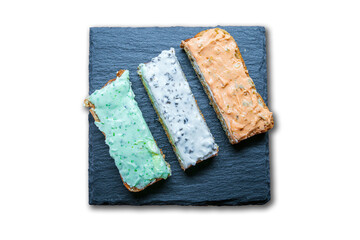 a delicious fresh bread with herb cream for the breakfast