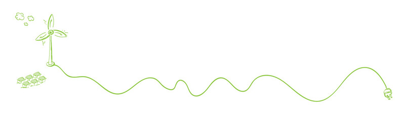 erneuerbare Energien Energie Band Banner Strom Stromkabel Windrad Solar grün Hintergrund