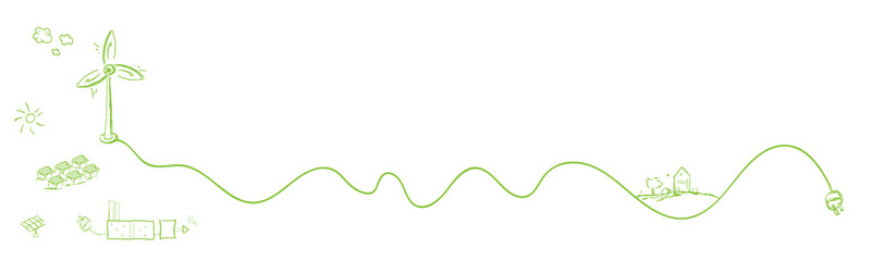 grüner Wasserstoff Windenergie Windrad Solar Energie Energien Band Banner Strom 
