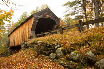 Corbin covered bridge over Sugar River in Newport, New Hampshire.