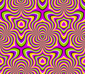 Colorful wrapping paper. Motion illusion. Seamless pattern.