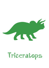 Triceratops Dinosaur Vector illustration silhouette. dark green dinosaurs, kids dinosaur name prints dark green, boys bedroom wall art, dino room, kids dinosaur posters.