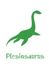 Plesiosaur Dinosaur Vector illustration silhouette. dark green dinosaurs, kids dinosaur name prints dark green, boys bedroom wall art, dino room, kids dinosaur posters.
