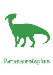 Parasaurolophus Dinosaur Vector illustration silhouette. dark green dinosaurs, kids dinosaur name prints dark green, boys bedroom wall art, dino room, kids dinosaur posters.