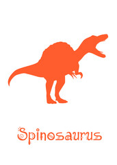 Spinosaurus Dinosaur Vector illustration silhouette. orange dinosaurs, kids dinosaur name prints orange, boys bedroom wall art, dino room, kids dinosaur posters.