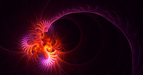 3D rendering abstract colorful fractal light background