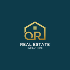 Letter or, qr home logo for real estate