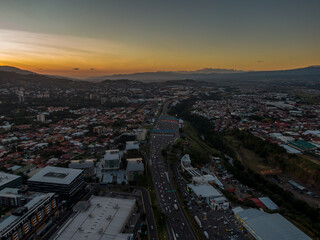 Fototapeta premium Beautiful Aerial View of the 27 highway and toll in Escazu Costa Rica 