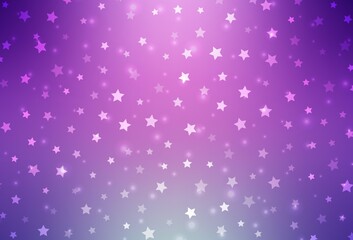 Light Pink vector pattern with christmas snowflakes, stars.
