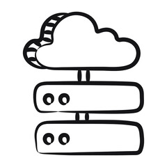 
Cloud with server rack, concept of cloud server icon
