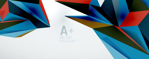 Vector triangle geometric backgrounds. Low poly 3d shape on light backdrop. Vector illustration for covers, banners, flyers and posters and other designs