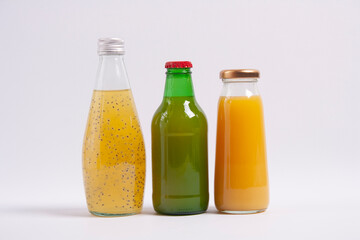Citrus juice on white background. Selective focus.