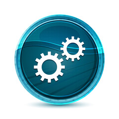 Process icon elegant glass blue round button vector design illustration