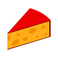 Triangular piece of cheese on white background, sign for design, vector illustration