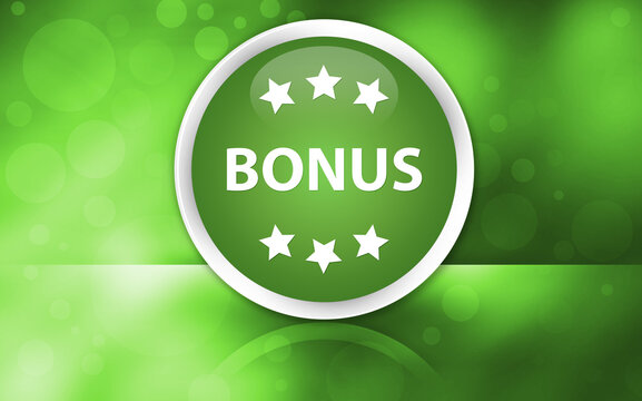 Bonus icon premium glossy button isolated on abstract shiny green background