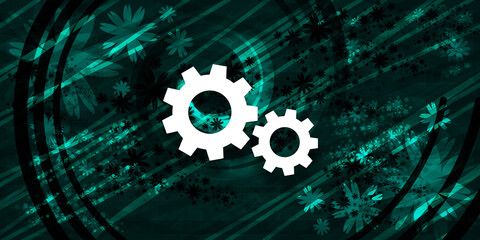 Process icon floral emerald green banner background natural design illustration