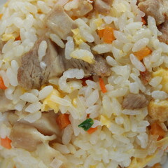 homemade chicken fried rice on chinese plate