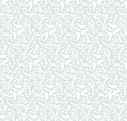 Seamless grey background with white pattern in baroque style. Vector retro illustration. Ideal for printing on fabric or paper for wallpapers, textile, wrapping. 