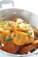 Korean food, Tteok and sausgae spicy Tteokbokki 