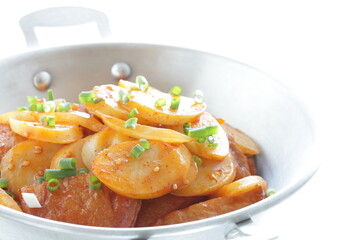 Korean food, Tteok and sausgae spicy Tteokbokki 