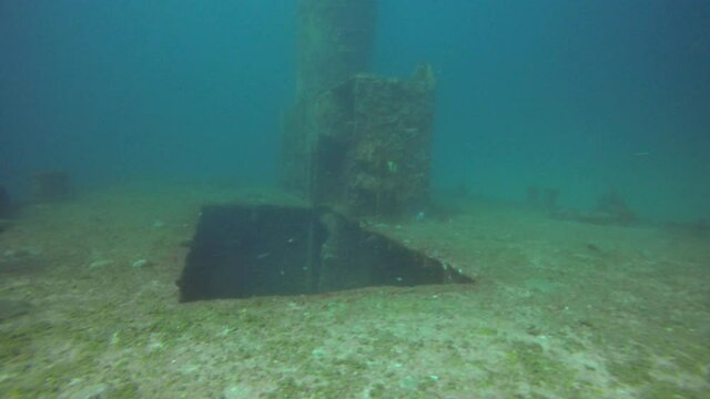 The wreck of the C-58 Gunboat in Isla Mujeres near Cancun, Mexico