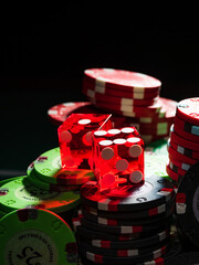 Casino Craps dice close up