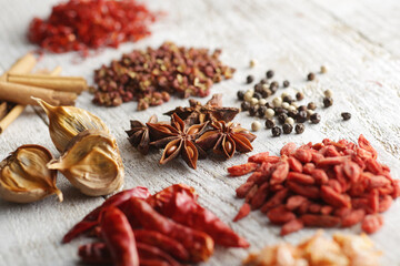 中華料理の香辛料とスパイスと中華素材