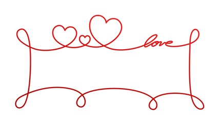 Frame with stylized red hearts.