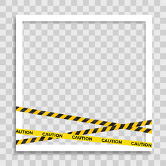 Empty Photo Frame with Caution Warning lines Template for Media Post in Social Network. Vector Illustration EPS10