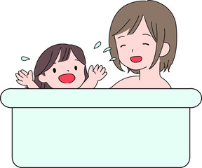 お母さんとお風呂に入る子供