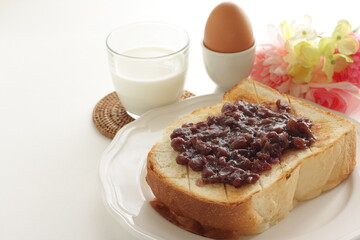 Japanese food, red bean paste on toasted for Nagoya prefecture regional cafe food