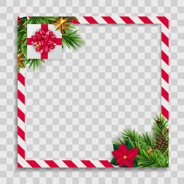 Holiday Photo Frame Template. Merry Christmas and Happy New Year Background. Vector Illustration EPS10