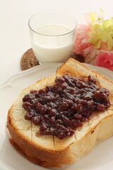 Japanese food, red bean paste on toasted for Nagoya prefecture regional cafe food