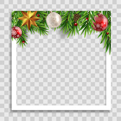 Holiday Photo Frame Template. Merry Christmas and Happy New Year Background. Vector Illustration EPS10