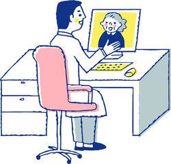 オンライン診察をする医者