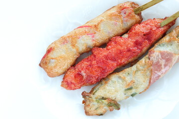 Japanese food, assorted fish ball and crab ball on dish