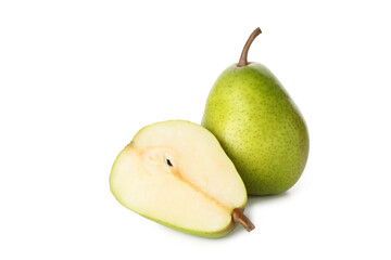 Fresh green pears isolated on white background