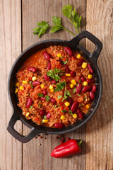 chili con carne- bean, minced beef, tomato sauce and spices