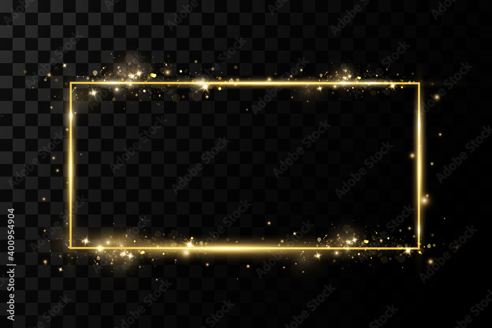 Aufkleber Gold frames for text. Blank abstract banner layout.Background with gold sparkles and glitter effect.