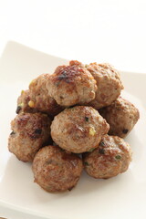 Chinese food, homemade pork and beef meatball on dish for comfort food