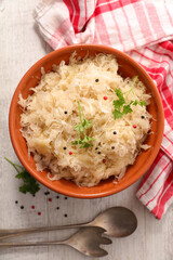 sauerkraut, white cabbage in bowl