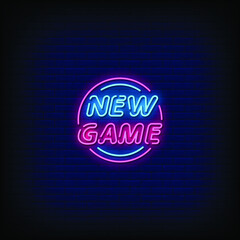 Fototapeta na wymiar New Game Neon Signs Style Text Vector